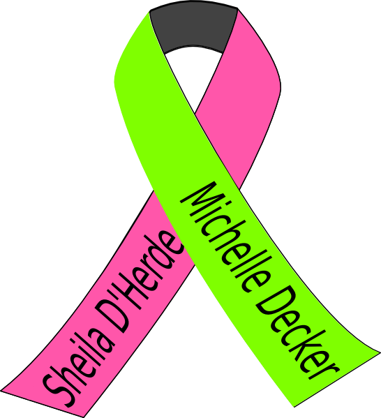 Breast Lymphoma Cancer Ribbon Clip Art - Green And Pink Cancer Ribbon (546x599)