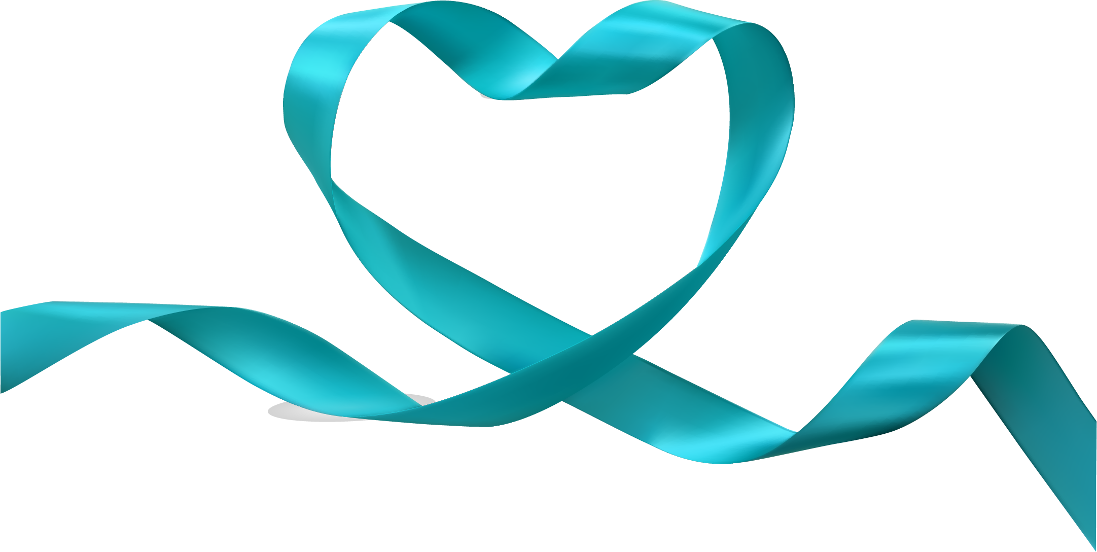 Heart With Ribbon Clip Art - Blue Heart Ribbon (2163x1088)