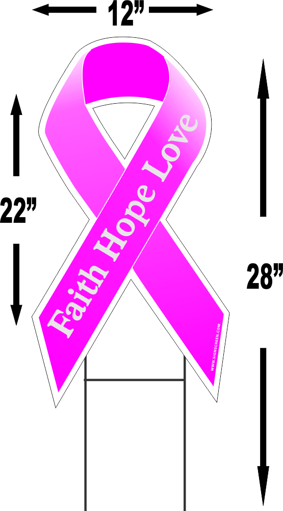 Breast Cancer Faith Hope Love Large 22"x 12" Outdoor - Breast Cancer (555x1000)