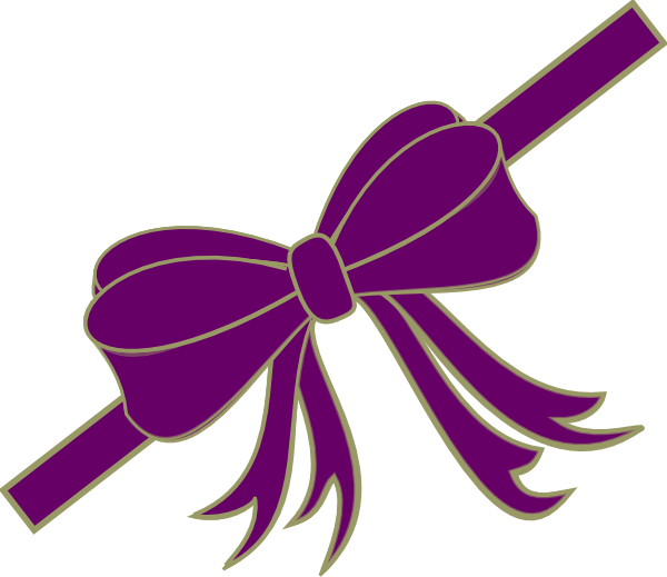 Purpleribbon Clip Art At Clker - Red Christmas Ribbon Bow Magnets (600x519)