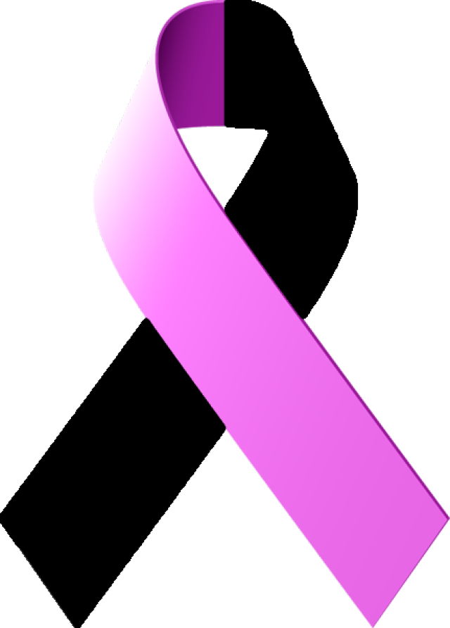 Pink Awareness Ribbon Clipart - Purple And Black Awareness Ribbon (640x892)