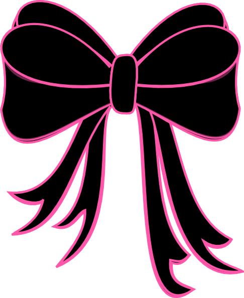 Black Bow Clip Art At Clker - Black And Pink Bow (486x594)