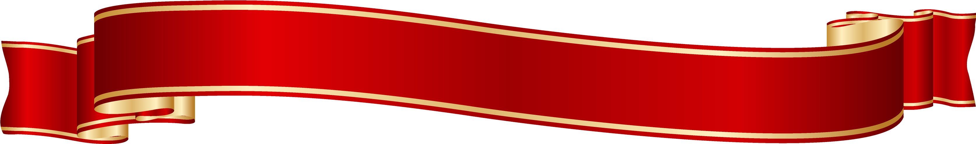Gold Banner Cliparts - Red And Gold Ribbon Png (3576x651)