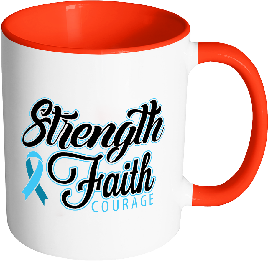 Strength Faith Courage Prostate Cancer Awareness Light - Faith Hope Love 330ml Porcelain Stoneware Coffee Mug (1024x1024)