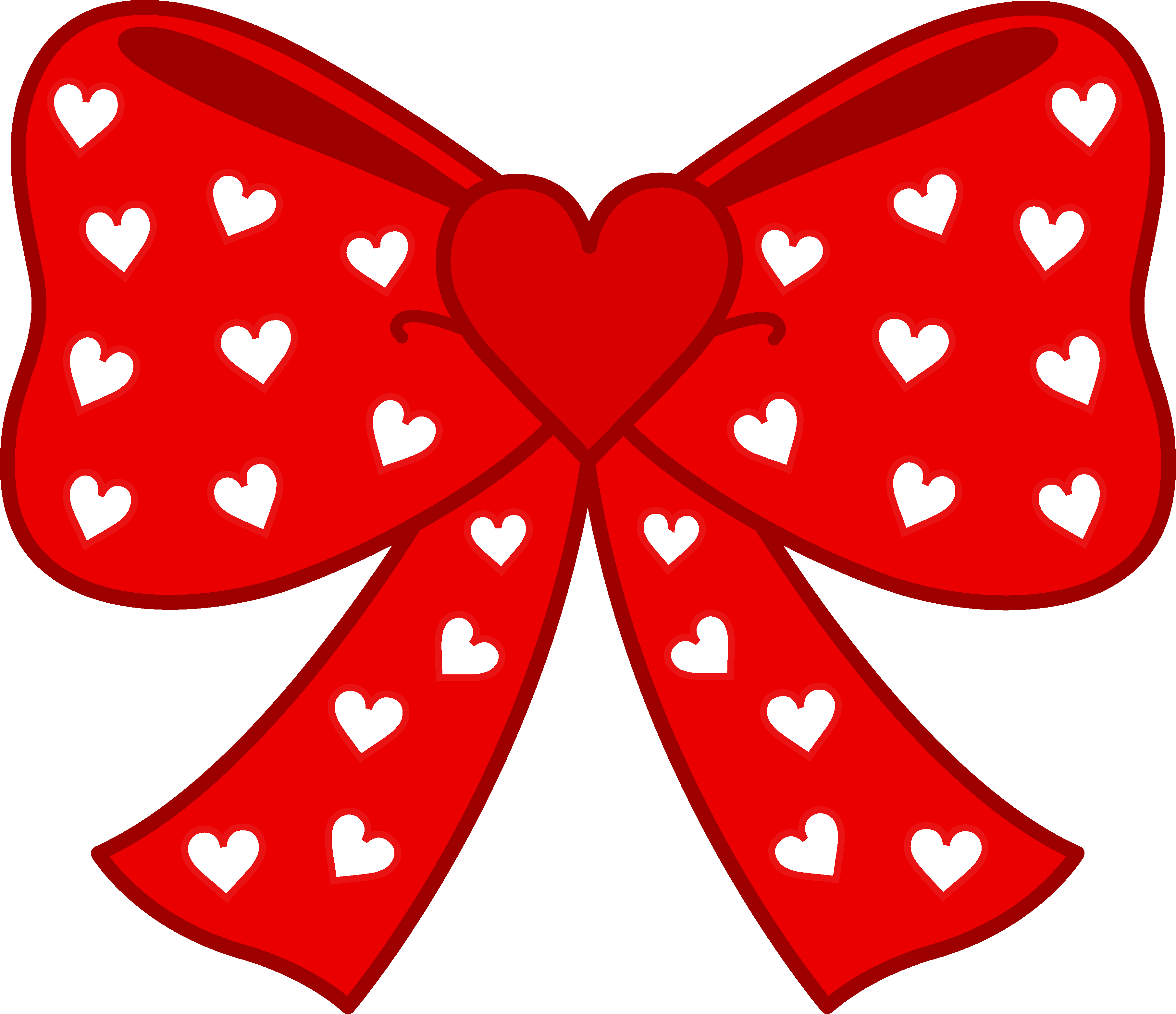 Cute Red Bow With Hearts - Cute Heart Cliparts (3623x3126)