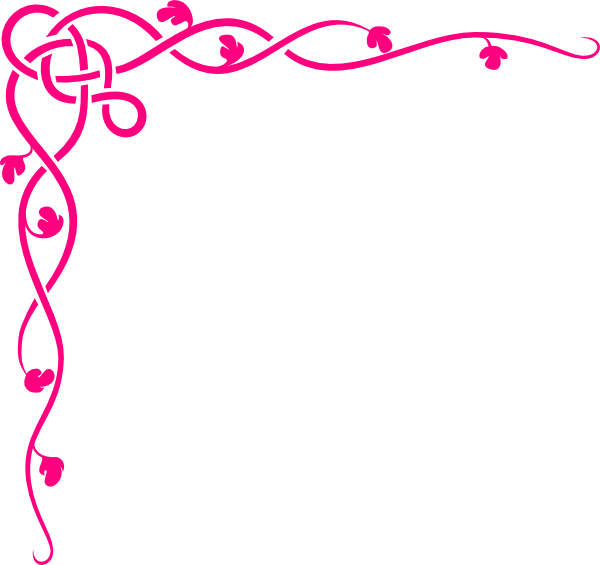 Vine - Pink Flowers Border Clip Art (600x565)