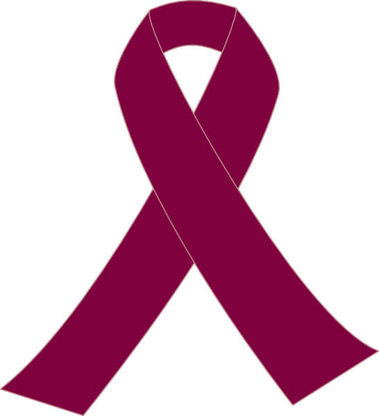 Maroon Cancer Ribbon Clip Art (546x599)