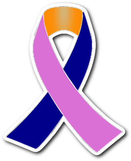 Dark Blue, Orange And Orchid Awareness Ribbon - Awareness Ribbon (600x600)