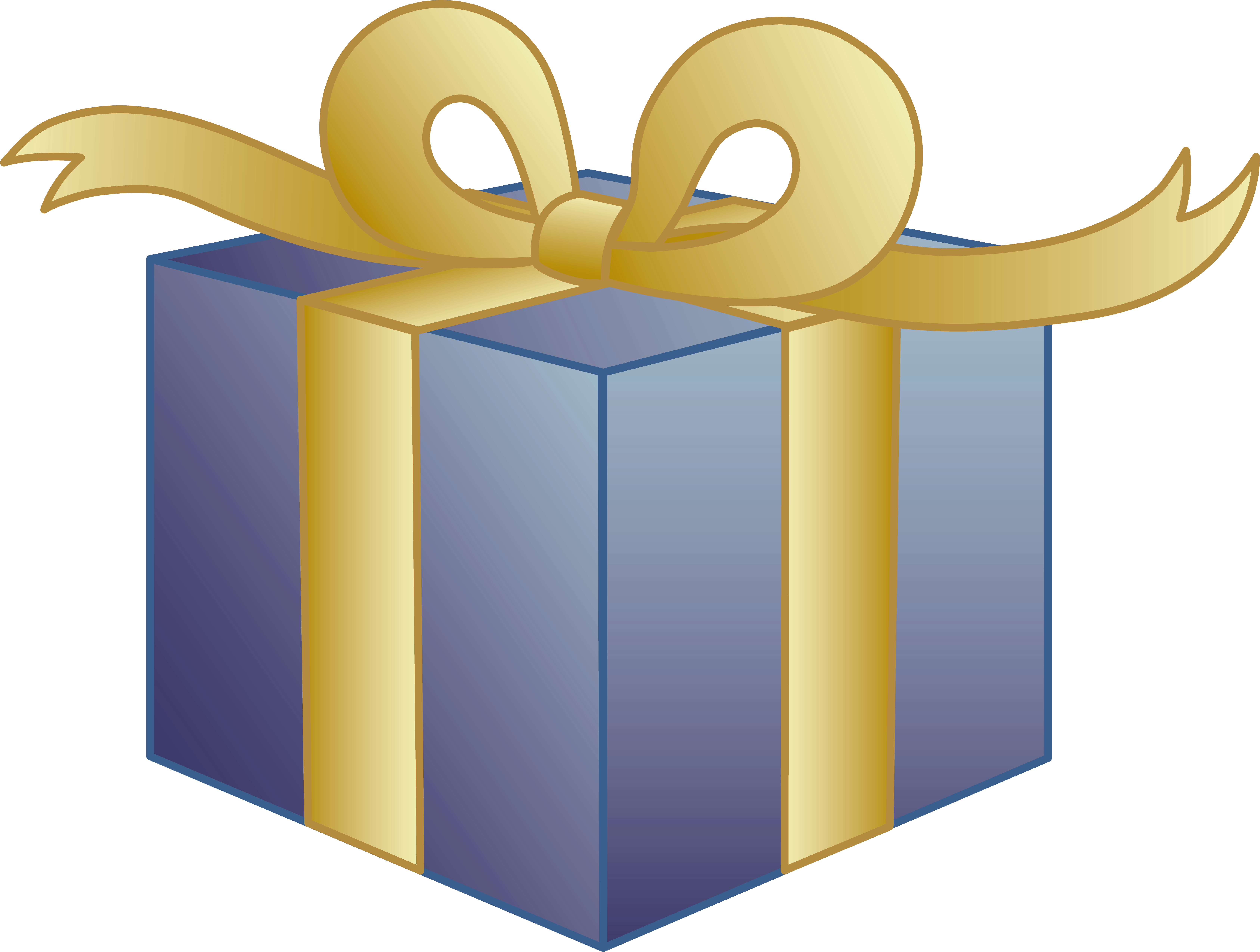 Blue Present With Golden Ribbon Free Clip Art - Cartoon Present (6747x5099)