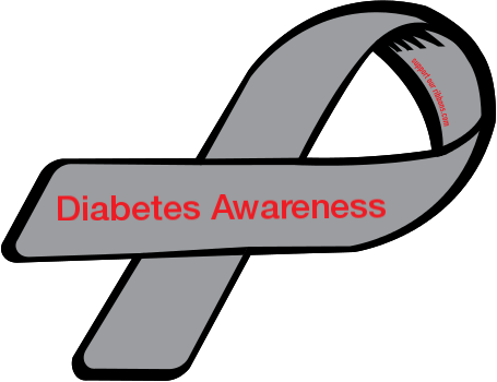 Ribbon Clipart Diabetes Awareness - Type 1 Diabetes Symbols (455x350)