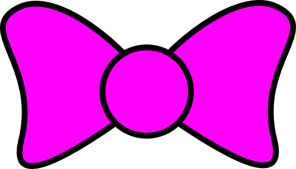 Bow Outline - Pink Bow Clip Art (600x343)