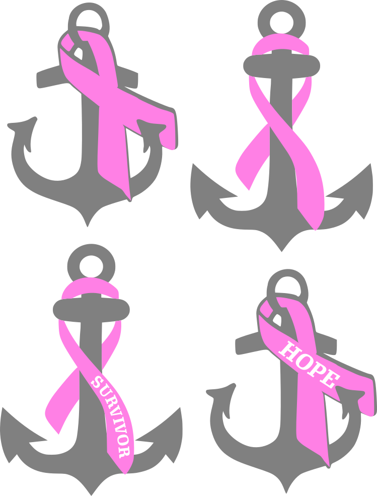 Anchor Awareness Ribbon Svg Cut File - Anchor With Cancer Ribbon (749x985)