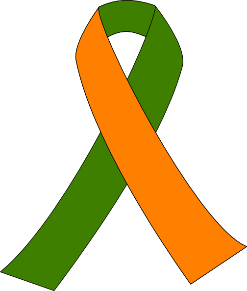 Thyroid Cancer Awareness Ribbon Kidney Pink Ribbon - Orange And Green Awareness Ribbon (504x593)