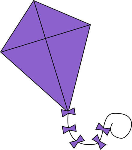 Purple Kite Clip Art Image - Orange Kite Clipart (440x500)