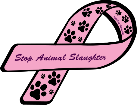 20751 Custom Ribbon Magnet Sticker Stop Animal Slaughter - Fuck Off Cancer (455x350)