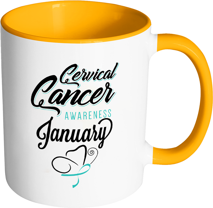 Cervical Cancer Awareness Month January Teal Ribbon - Two Tone Mug Png (1024x1024)