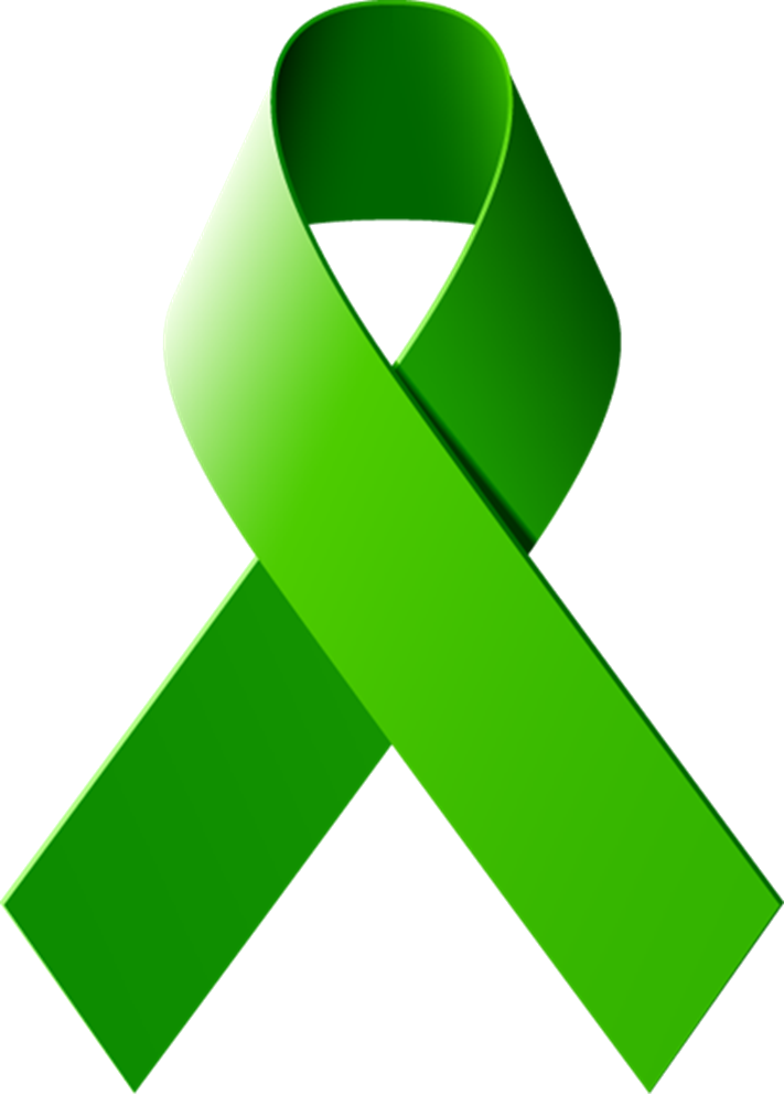 Pancreatic Cancer Purple Ribbon Clipart - Green Mental Health Ribbon (711x992)