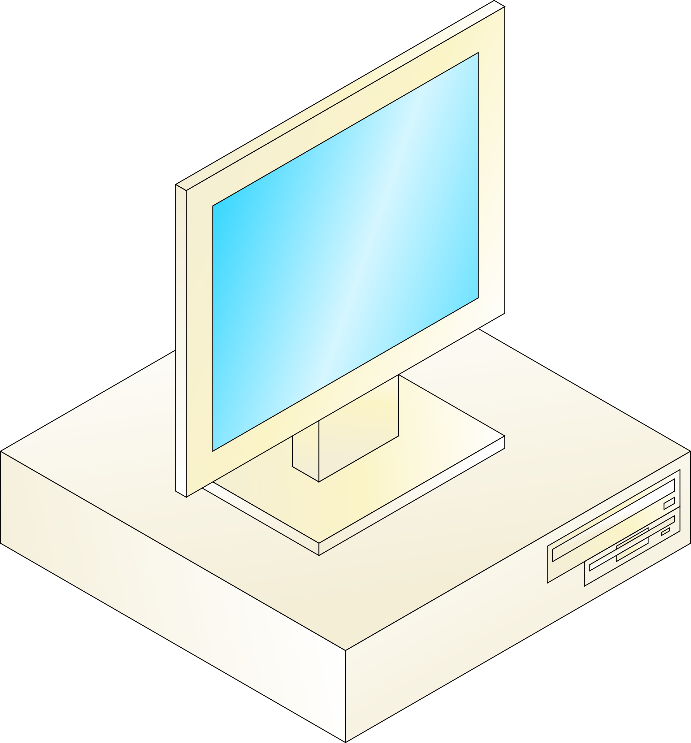 Desktop Computer With Monitor On Top - Openclipart (2233x2400)