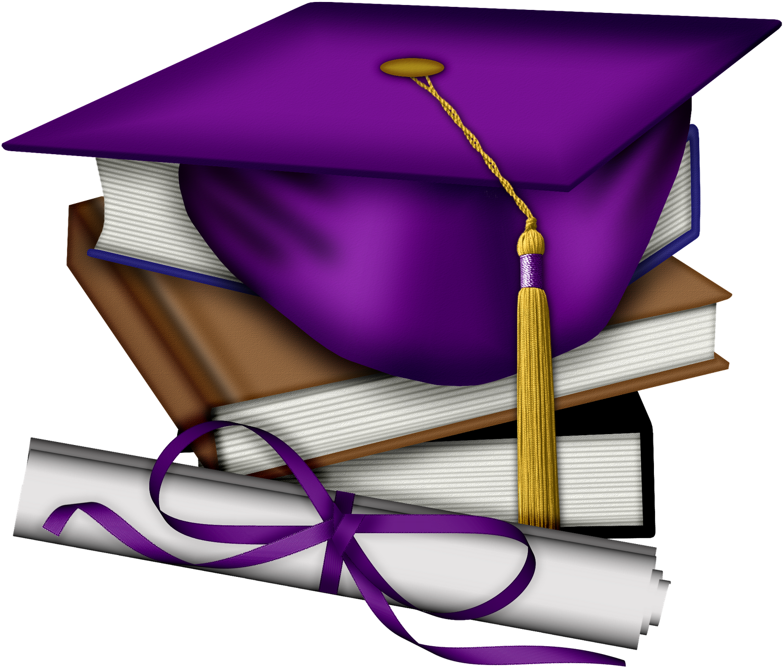 Graduation Border Png Bac Clipart Free Clip Art Images - Purple And Gold Graduation Hat (1600x1376)