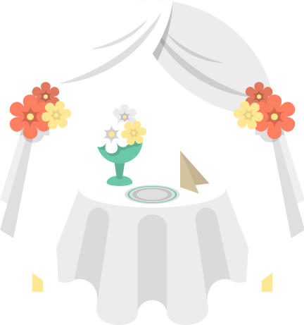Catering From Buffets To Multiple Course Dinners We - Wedding Reception Cartoon Png (432x461)
