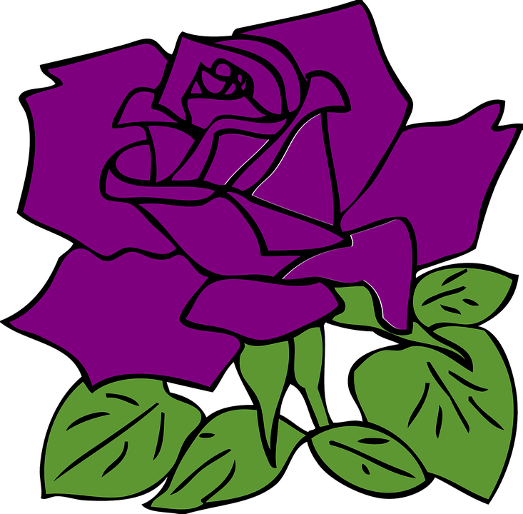 Rose Clipart Nature - Clip Art Purple Rose (733x720)