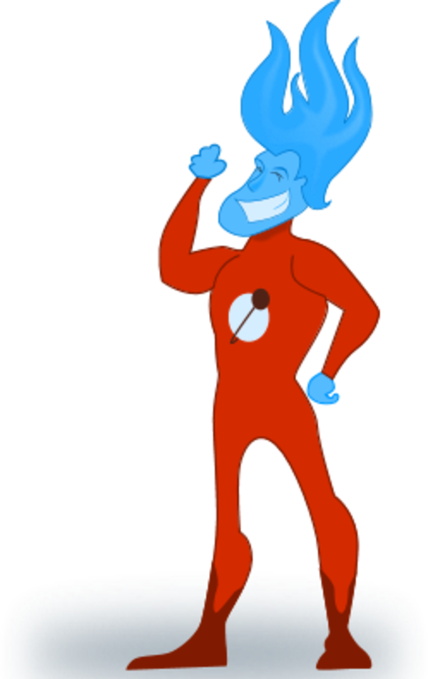 Superhero With Flaming Head - Super Hero (600x952)