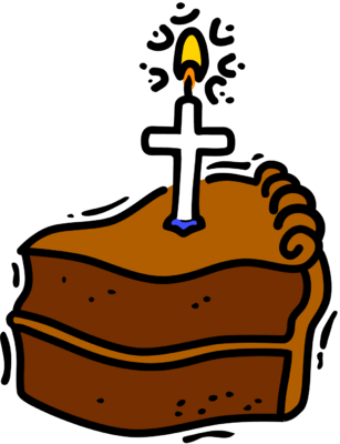 Christian Birthday Clipart Image - Cake With Cross Clipart (307x400)