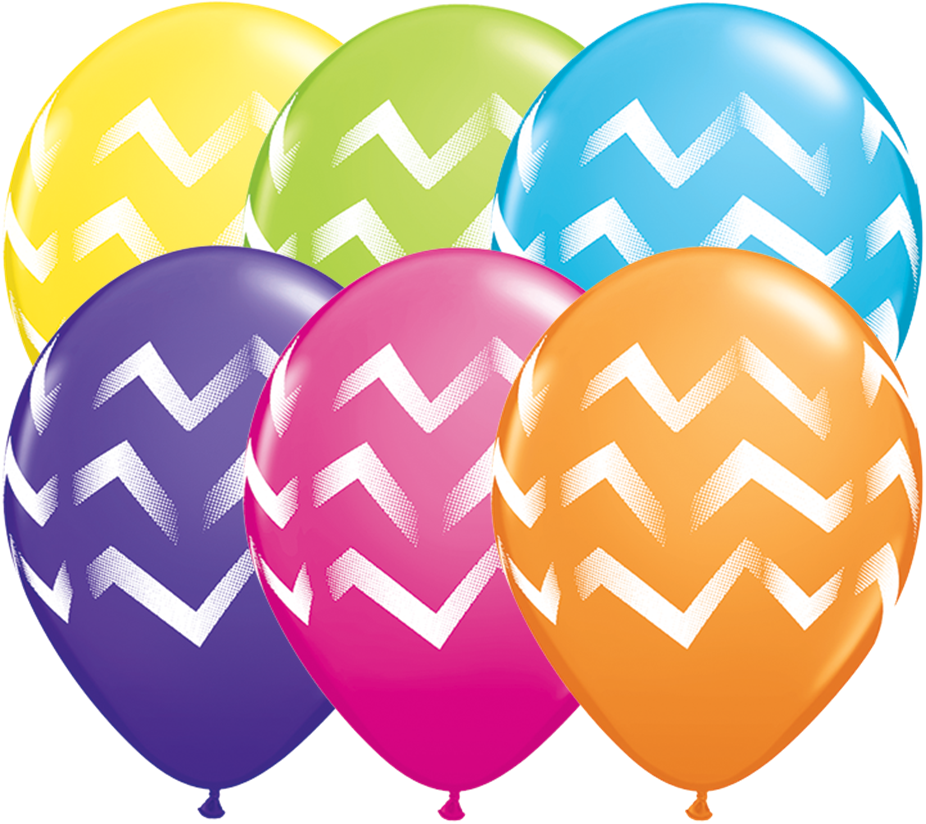 11" Chevron Stripes Latex Balloons - Chevron Stripes Latex Balloons | 6 Count | 11" | Qualatex (926x824)