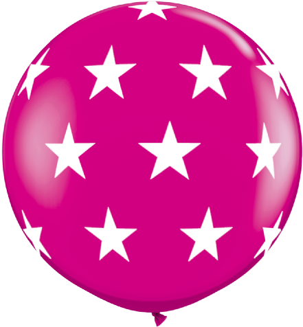 3' Wild Berry Big Stars A Round Latex Balloons X - Star Balloons Print (452x504)