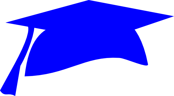 Graduation Cap Clip Art - Blue Graduation Cap Clipart (600x331)