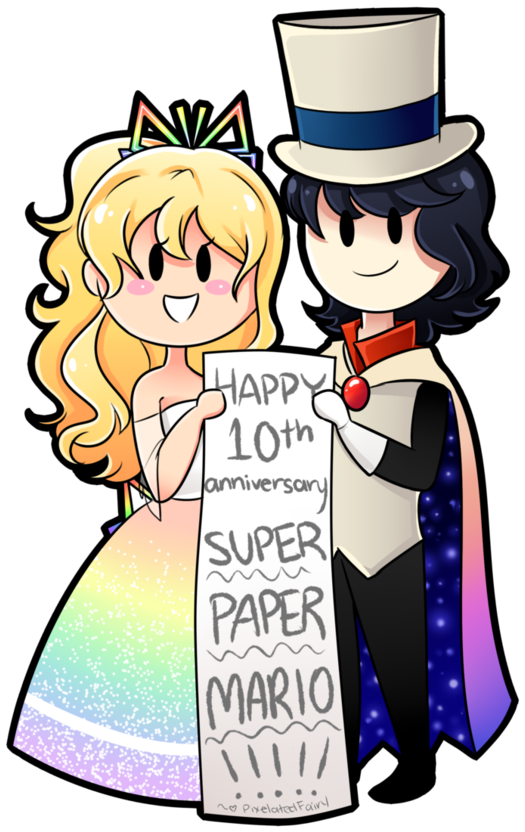 Happy 10th Anniversary Super Paper Mario By Pixelatedfairy - Super Paper Mario Tippi And Count Bleck (774x1032)