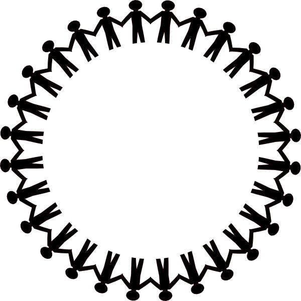Circle Stick People Black No Border Clip Art At Clker - People Holding Hands Around (600x600)