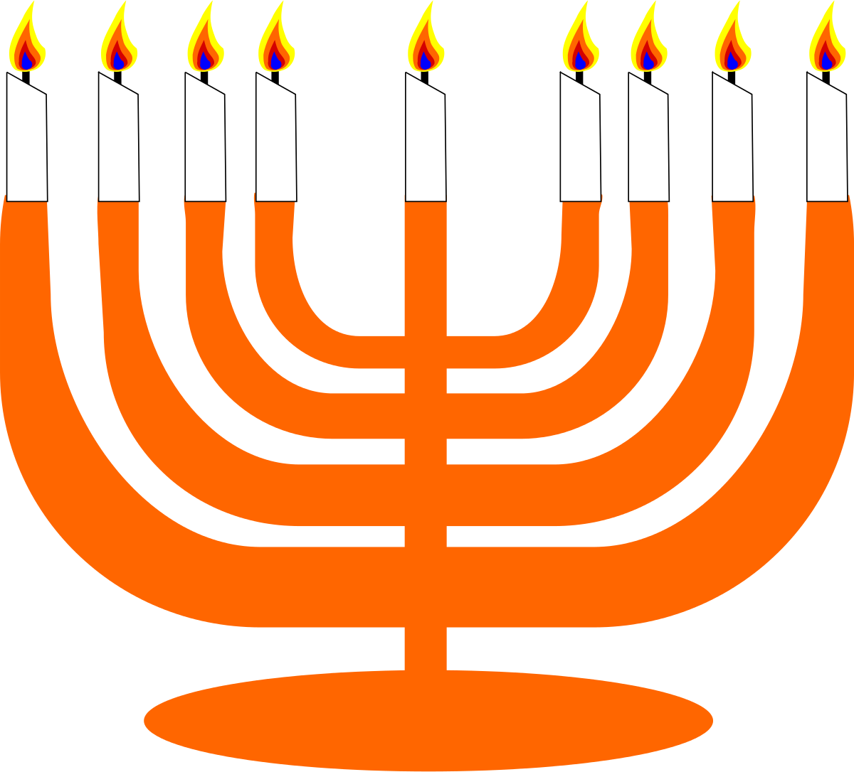 Simple Menorah For Hanukkah Clipart By Semjaza - Menorah In Hebrew Vector (1200x1086)