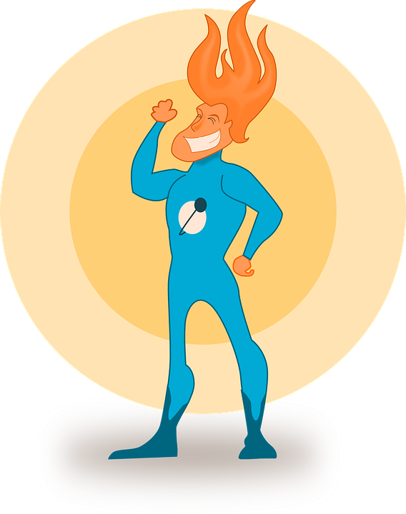 Cartoon, Flame, Free, Super, Flames, Hero - Flame Super Hero (568x720)