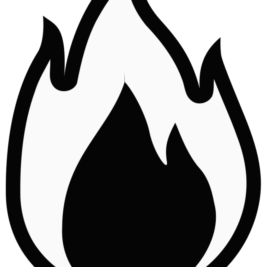 Flame Clipart Black And White Clipart Fire Monochrome - Fire Black And White Clipart (1024x1024)