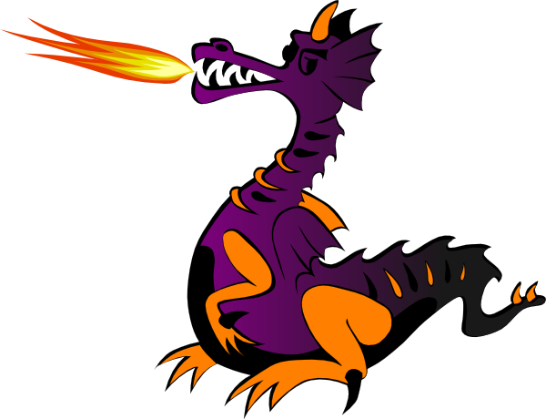 Purple Dragon With Flame Clip Art - Green Dragon (600x460)