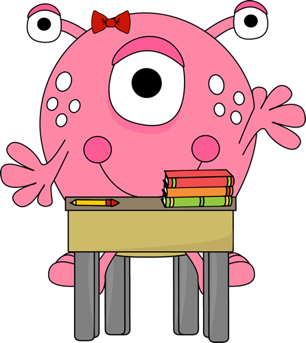 Girl Monster Clipart Cliparthut Free Clipart T9jpoz - Cute Monsters At School (446x500)