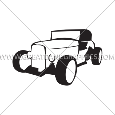 Hot Rod With Flames - Illustration (385x385)