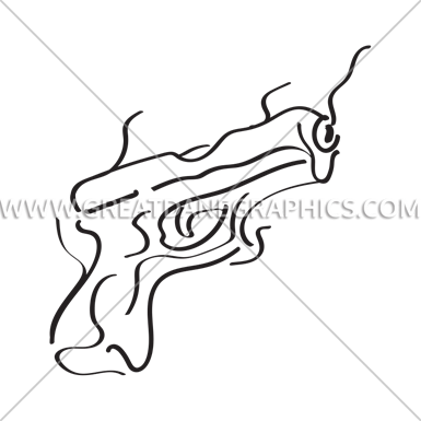 Hand Gun Fire - Line Art (385x385)