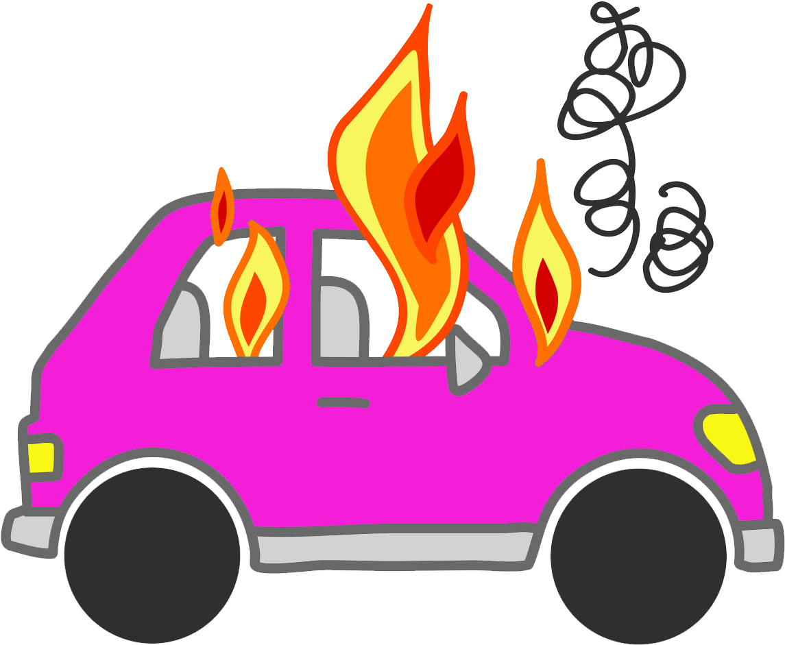 Cars - Car On Fire Cartoon (1260x1011)
