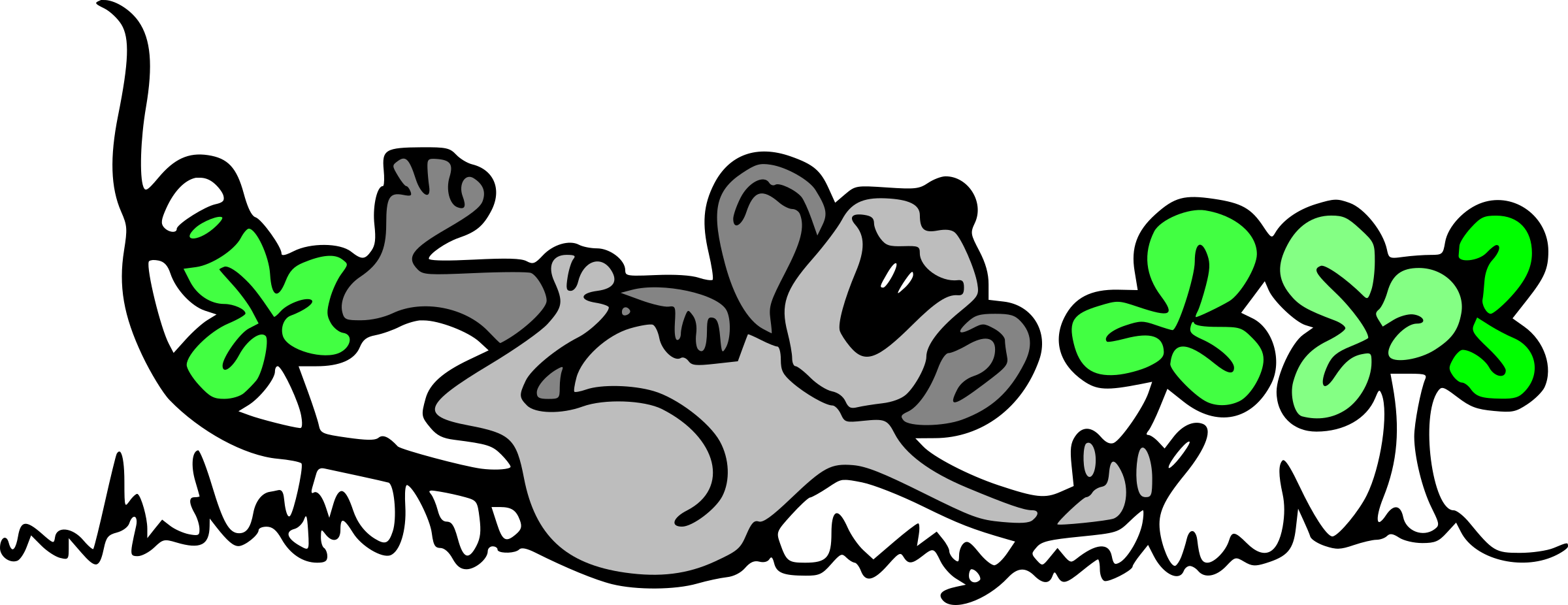 Mouse Playing In Shamrocks Clipart By Liftarn - Free Clipart March (1944x750)