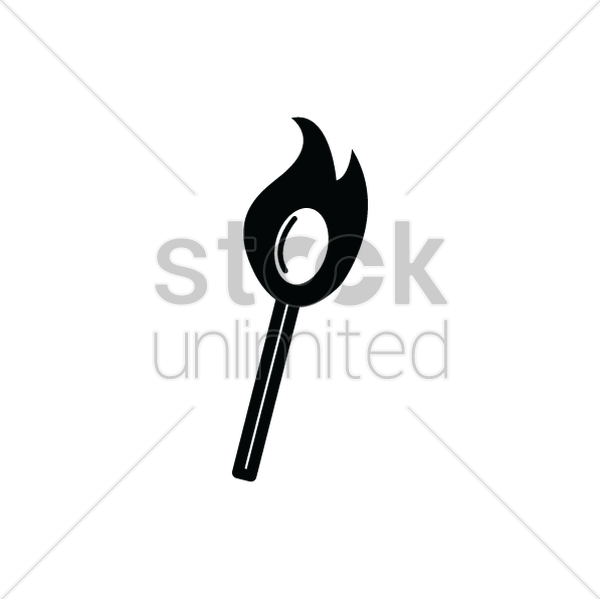 Matchstick On Fire Silhouette Vector Image - Vector Graphics (600x599)