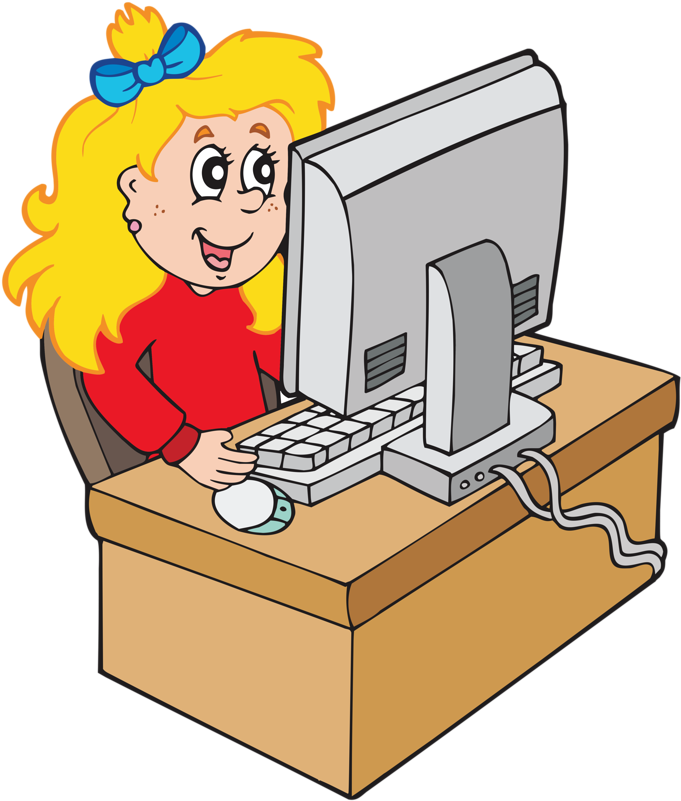 Яндекс - Фотки - Clipart Girl At Computer (911x1024)