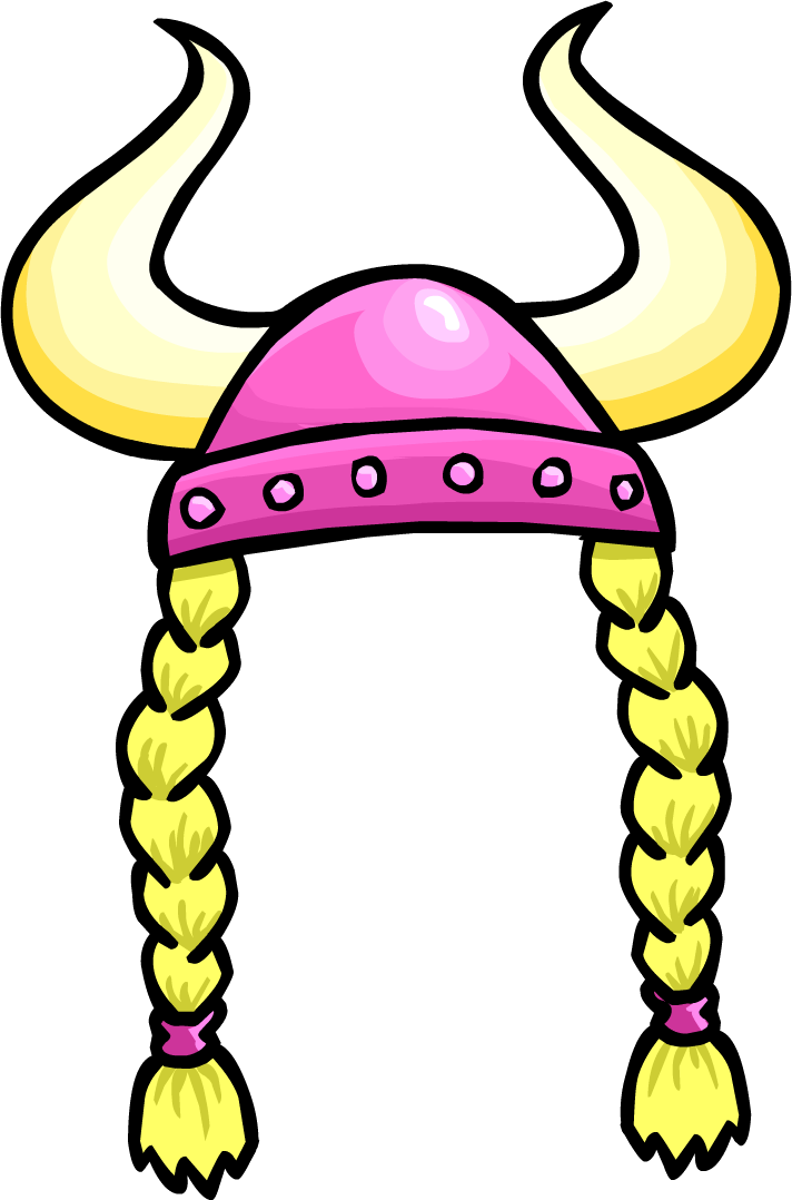 Pink Viking Helmet Icon - Viking Helmet With Braids Cartoon (712x1078)