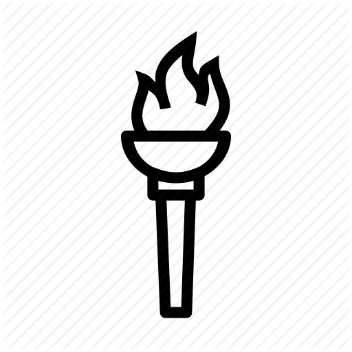 Torch Outline Fire Flame Game Light Olympic Torch Icon - Olympic Torch Fire Black And White (512x512)