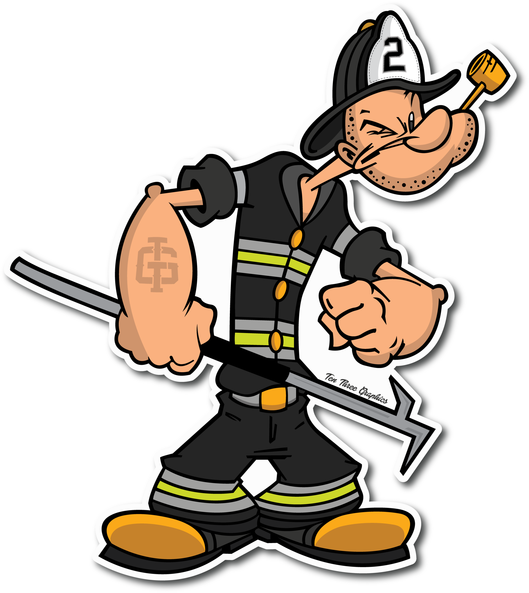 Firefighter Fire Department T-shirt Firefighting Fire - Popeye Firefighter (1831x2048)