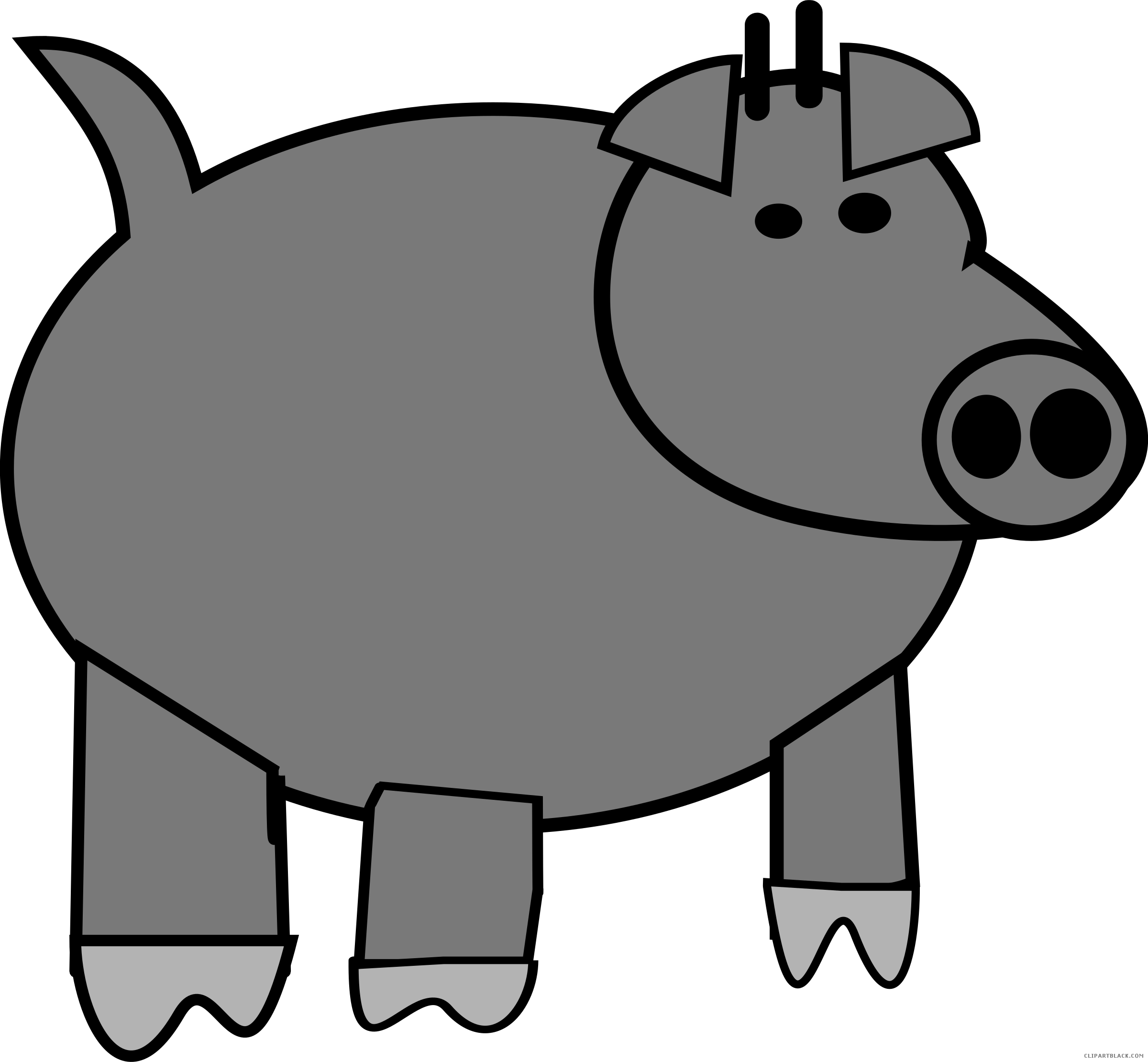 Cartoon Pig Animal Free Black White Clipart Images - Cartoon Pig (2400x2220)