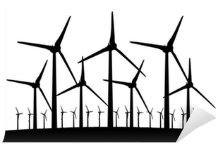 Group Of Different Aeolian Windmills Silhouette Wall - Wind Turbine (400x400)