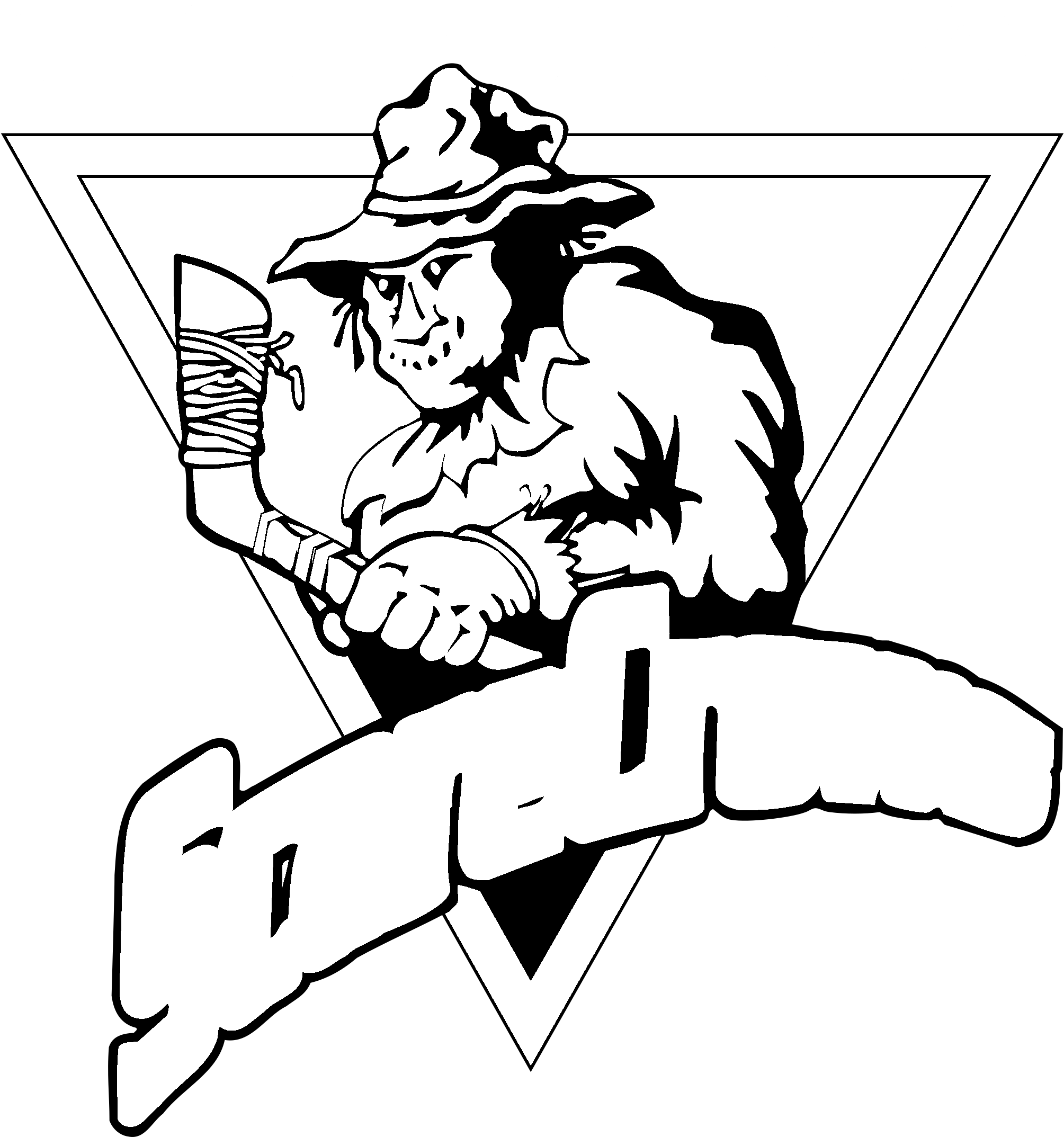 Topeka Scarecrows Logo Black And White - Cartoon (2400x2400)