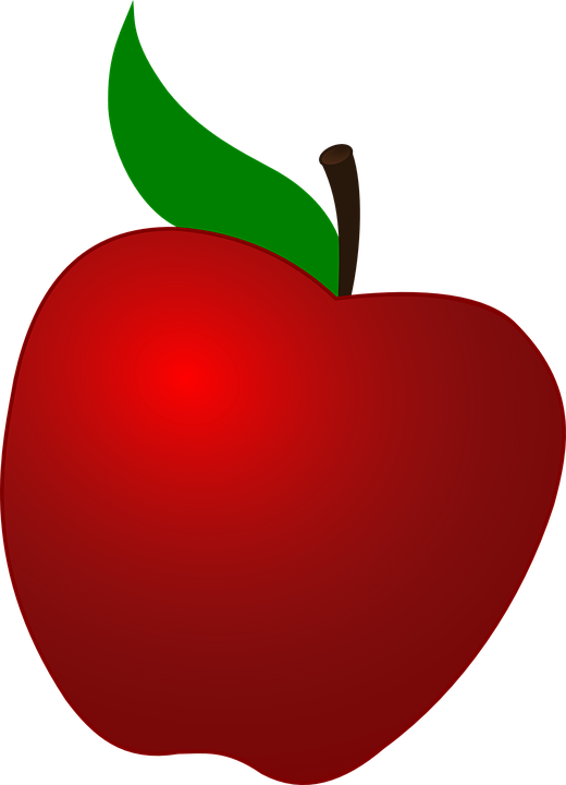 Clipart Of Apple, Versus And Vitamins - Apple Transparent Clip Art (520x720)